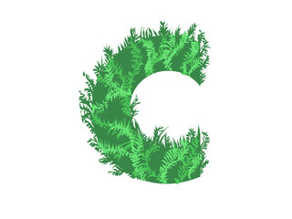 Green letter  C  - Foliage style - obrazy, fototapety, plakaty