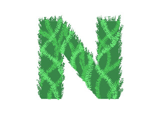 Green letter  N  - Foliage style © neurostructure