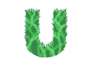 Fototapeta na wymiar Green letter U - Foliage style