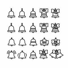 bell icons set.  Outline vector icon isolated on white background.  Ringing bell and notification for web and apps.