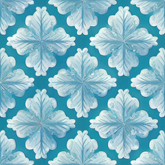 a winter pattern illustration of a blue and white snowflake style
