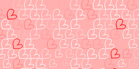 Light Red vector pattern with colorful hearts.