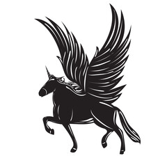 pegasus unicorn silhouette on white background isolated vector