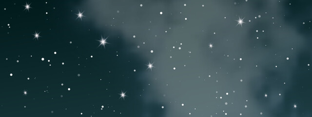 Night sky with clouds and many stars