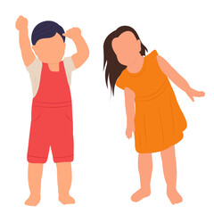 children on white background, isolated