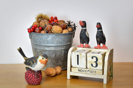 November 13 calendar date autumn composition.