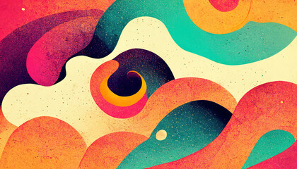 Groovy psychedelic abstract wavy decorative funky background. Hippie trendy design. 3D illustration.