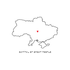 Contour map of Ukraine. Ukrainian country territory borders, simple one line drawing. Vector isolated illustration