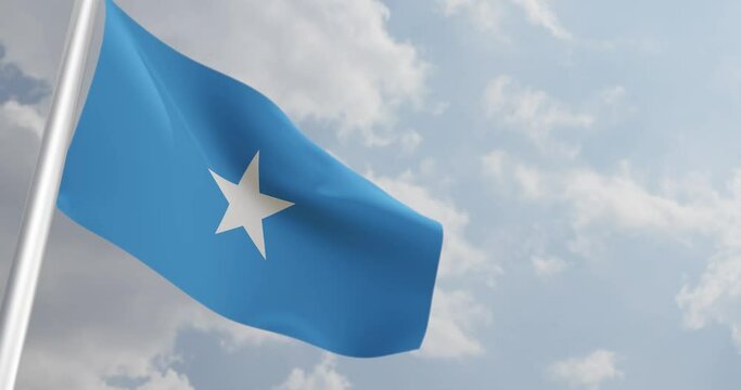 Somali Flag with 3D Rendering Big Closeup. 4K
