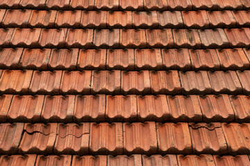 Tiles on the roofs are old as a background, the roof of the house