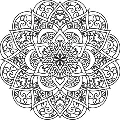 Mandala isolated on the white background.Decorative monochrome ethnic mandala pattern.