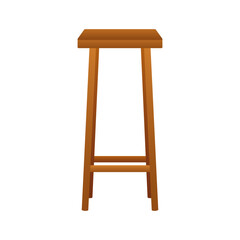 Bar wooden stool. Four legged stool. Vector stock illustration.