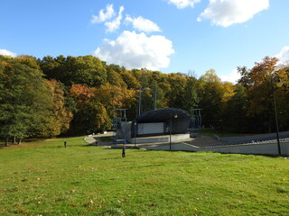 outdoor performance stage of the central park in kaliningrad, russia