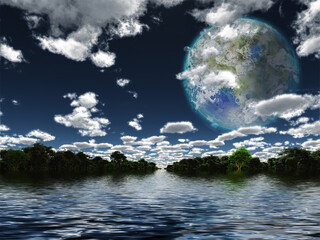 Obraz na płótnie Canvas Terraformed Moon seen from Earth