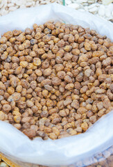 Rolled up sack full of tiger nuts or chufas