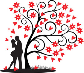 Obraz na płótnie Canvas Valentine love couple silhoutee