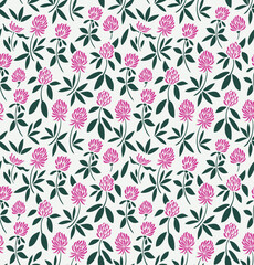 Seamless vector pattern with flowers, melilot, clovers. Nature background. Floral decorative texture