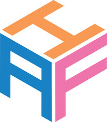 HAF letter logo design with polygon shape. HAF polygon and cube logo design