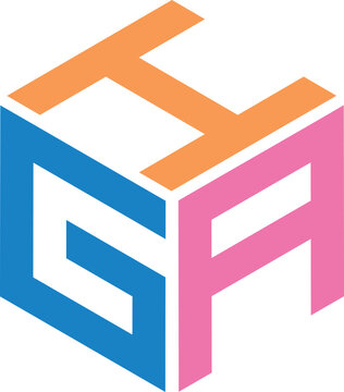 HGA letter logo design with polygon shape. HGA polygon and cube logo design