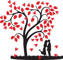 Obraz na płótnie Canvas Couple tree silhouttee