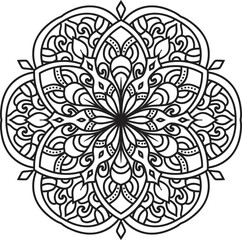 Mandala isolated on the white background. Template for coloring book page. Oriental mystical pattern.