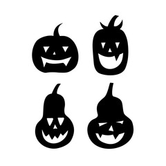 Halloween vector angry pumpkins. Decorative set silhouettes with funny pumpkins. Collection with pampkins images