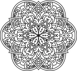 Mandala isolated on the white background. Template for coloring book page. Oriental mystical pattern.