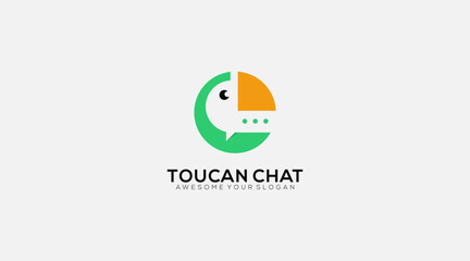 combination of toucan chat with message vector and logo design
