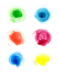Decorative paint collection of multicolor circles, stains, artistic abstract set - 538675688