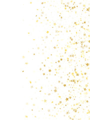 Flying gold star sparkle vector with white background.