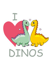 Two enamored dinos. Funny design