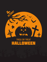 Happy Halloween Text Banner, Vector template elements