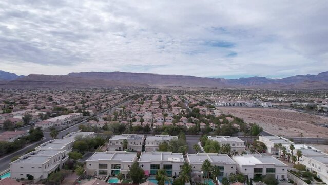 Aerial view of Summerlin on a cloudy day, Las Vegas, Nevada