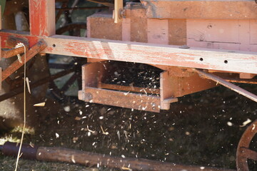 Grain harvest and processing with old equipment
