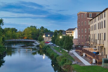 Buildings along outlet