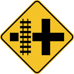Highway Light Rail Transit Grade Crossing Left Sign