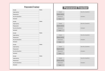 Password tracker 2023 KDP interior print template  design