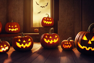 Halloween, pumpkins, halloween background, illustration