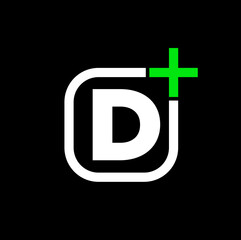 D plus monogram. D plus company name initial letter icon.