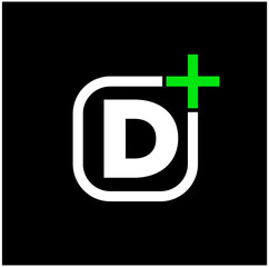 D plus monogram. D plus company name initial letter icon.