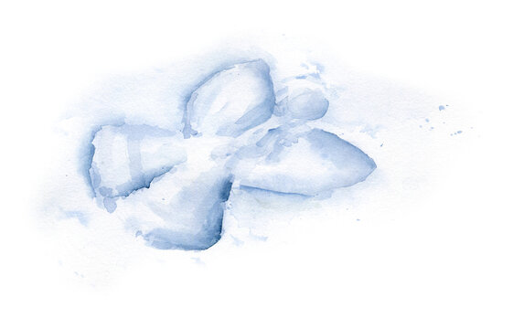 Hand drawn watercolor snow angel
