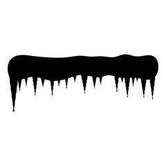 Snow and icicles icon. Black silhouette. Horizontal front view. Vector simple flat graphic illustration. Isolated object on a white background. Isolate.
