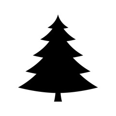 Christmas tree icon. Black silhouette. Front side view. Vector simple flat graphic illustration. Isolated object on a white background. Isolate.