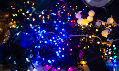 Colorful Christmas lights and party lights