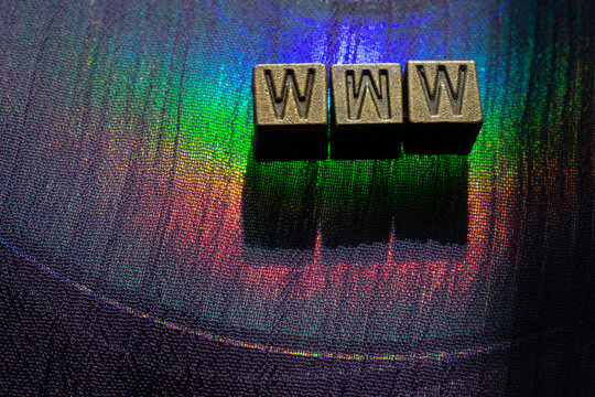 The word WWW consists of metal cubes with letters,