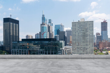 Skyscrapers Cityscape Downtown, Philladelphia Skyline Buildings. Beautiful Real Estate. Day time....