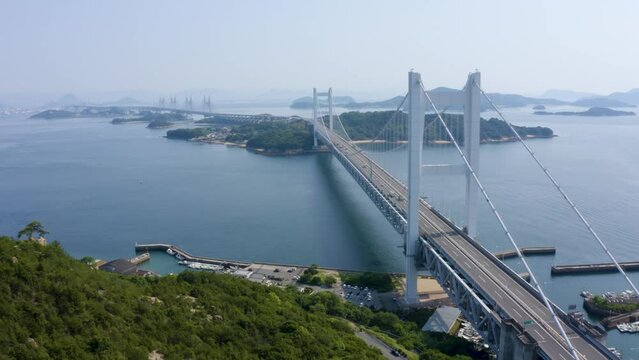 空中撮影　岡山県と香川県を繋ぐ瀬戸大橋
