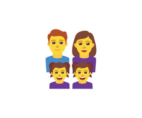 Obraz na płótnie Canvas Family with Daughters Vector Isolated Character. Family Icon