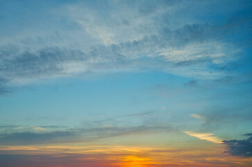 Naklejka na ściany i meble beautiful blue sunset sky over the city horizon