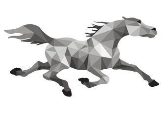 running stallion Pacer vector-isolated images on white background in low poly style

